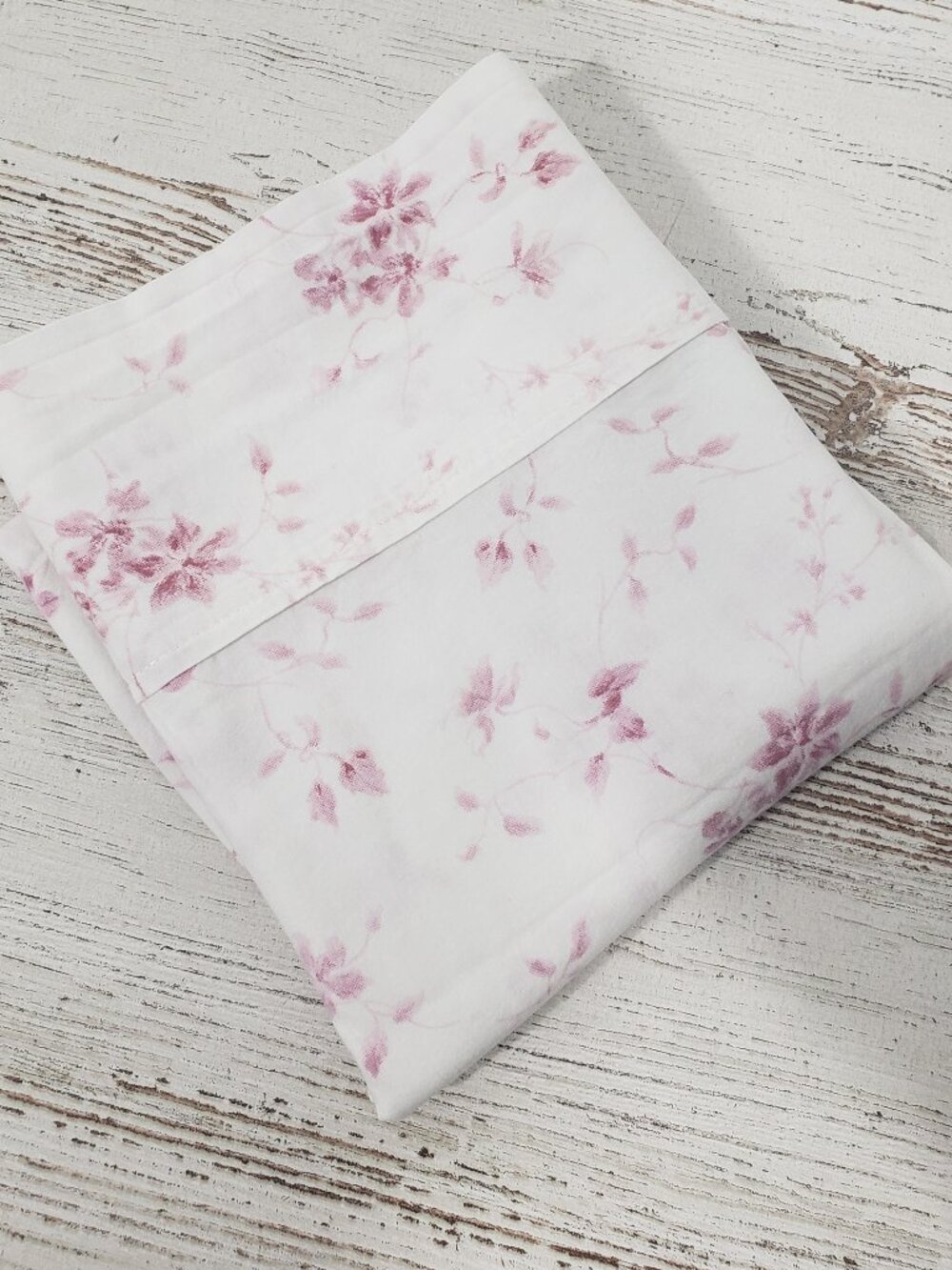 Laura Ashley  White & Pink Floral Cotton Standard Pillow Case  Cottagecore